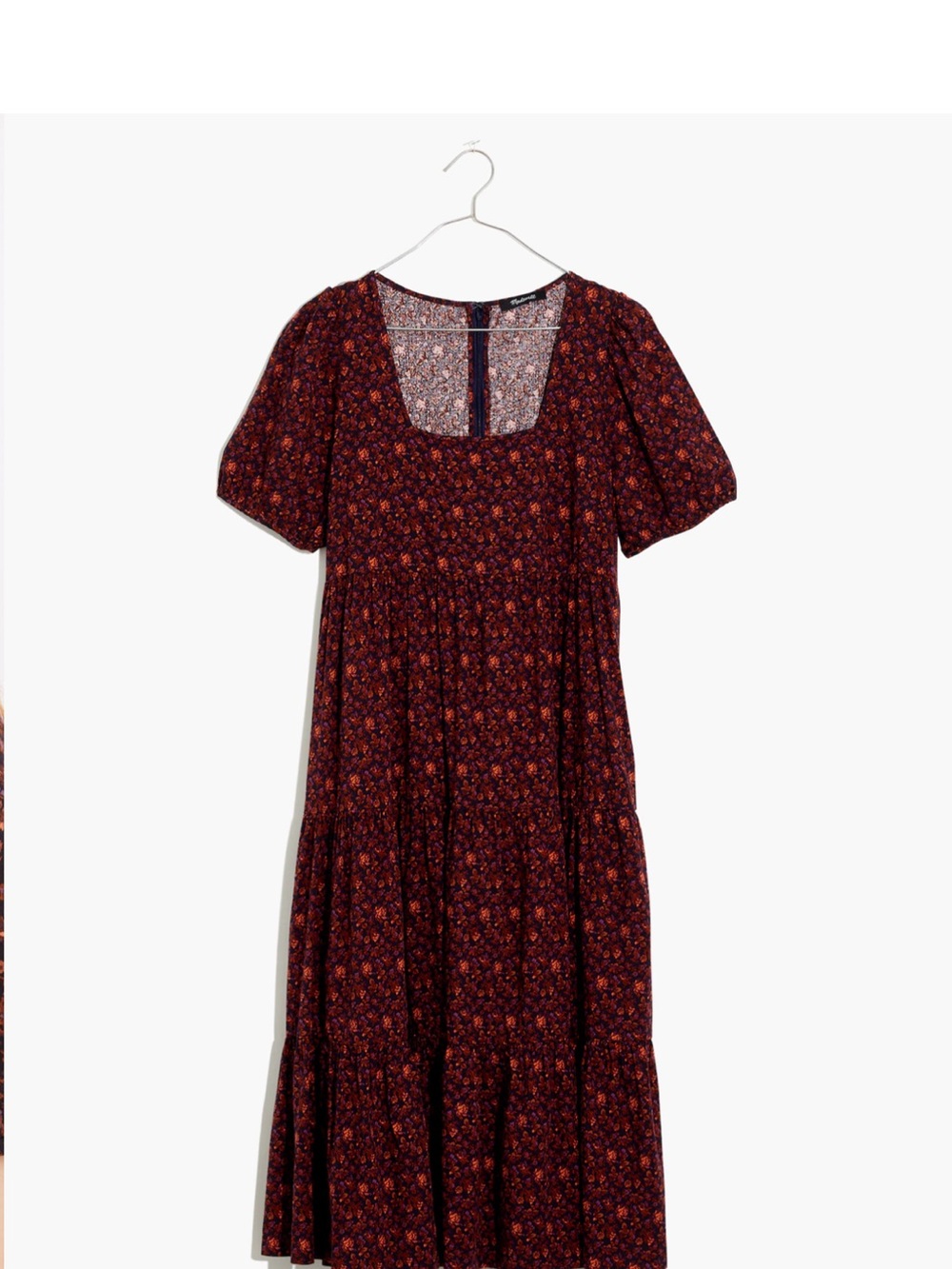 Madewell Aidy Square-Neck Tiered Midi Dress in Orchard Floral warm violet - Picture 3 of 11